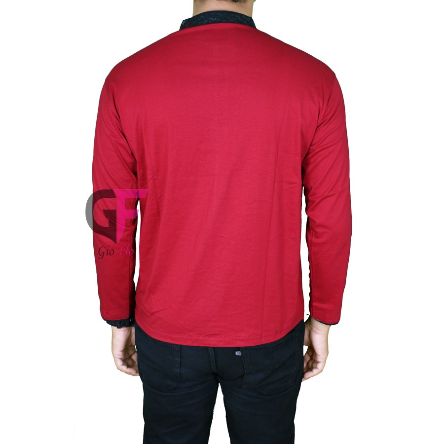 GIOFLO Baju Koko Modern Kemeja Muslimin Pria Trendy Red / KKL 98