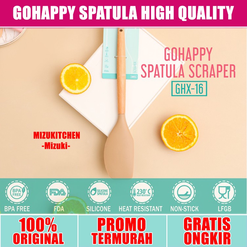 GOHAPPY SCRAPER Spatula Silicon GHX16 Sutil Scrape silicone best quality (perlengkapan dapur sendok dapur Silikon)