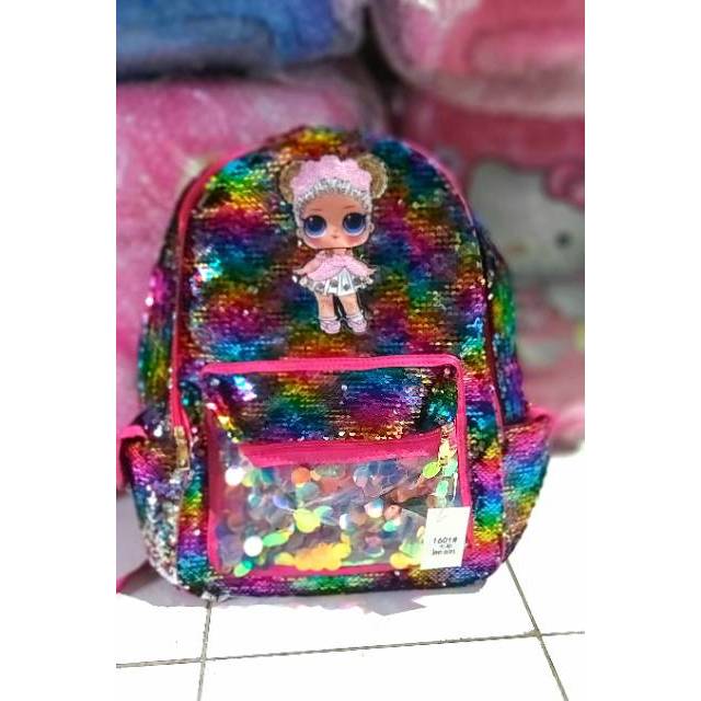 TAS RANSEL USAP SEQUIN LOL NYALA LAMPU