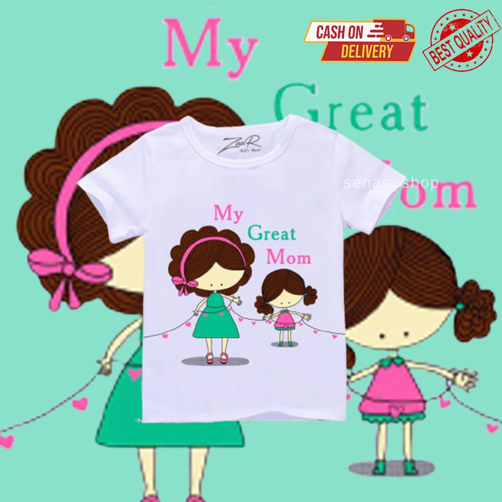 Pakaian Anak Perempuan | Kaos Anak Perempuan ZnaR Karakter My Great Mom | Baju Atasan Anak Perempuan