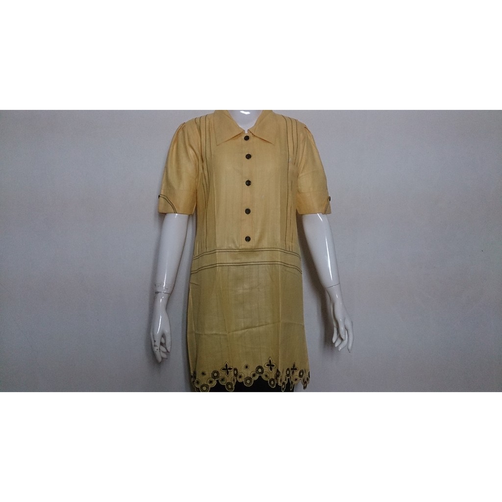 Baju gamis baju wanita berkerah warna pink, kuning -RIZQ