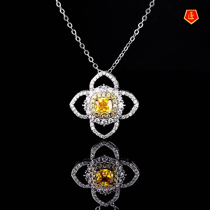 [Ready Stock]Four-Leaf Clover Pendant European and American Luxury Diamond Necklace