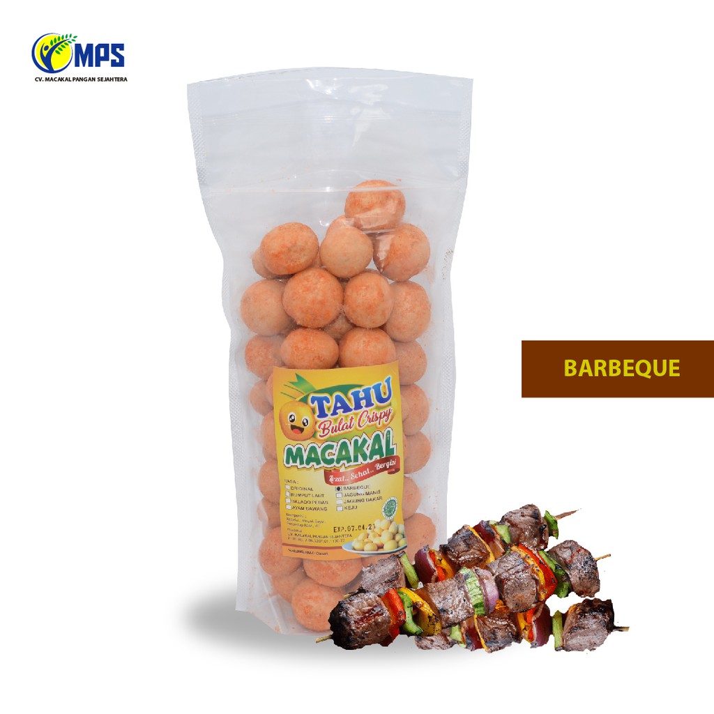 

Keripik Tahu Bulat Mini Kering Crispy Kering Macakal Rasa BBQ / Barbeque Kemasan Pouch Tinggi