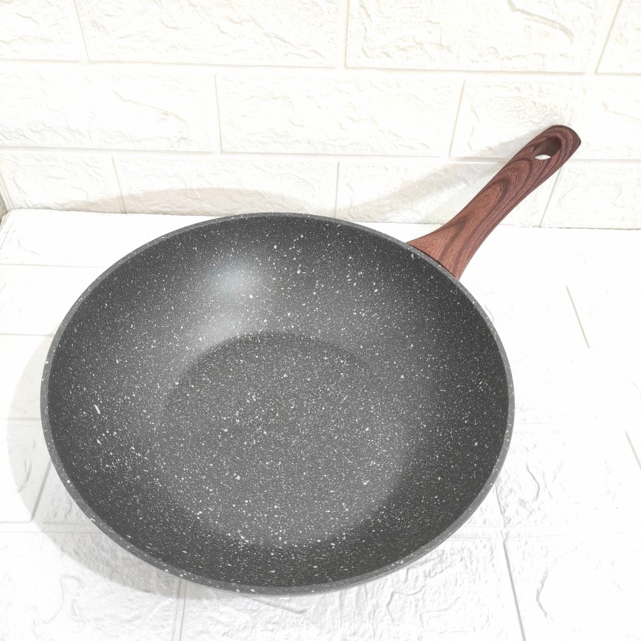 Deep Fry Wok Cypruz Wajan Induksi Ceramic Marble Kuali Penggorengan 28 cm