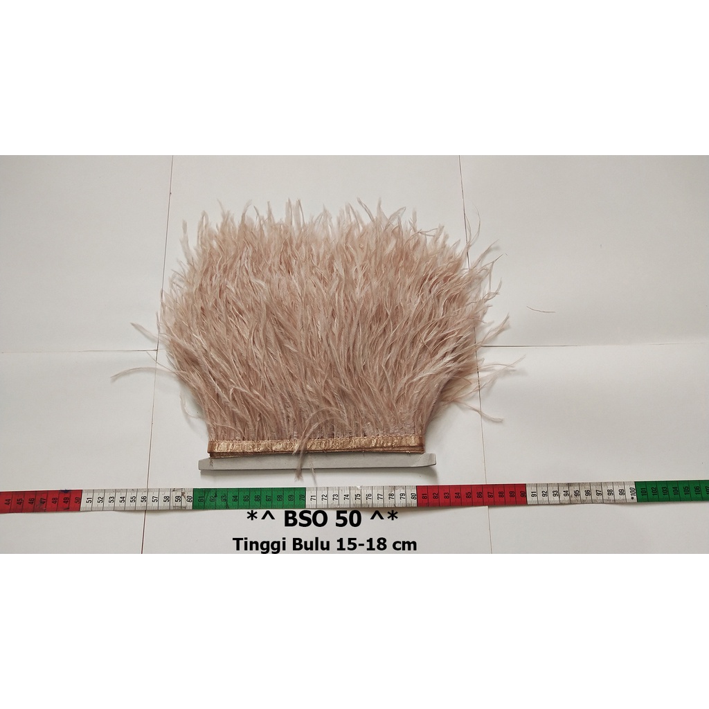[1 METER] BULU OSTRICH TINGGI 15-18CM, RENDA BULU SINGLE OSTRICH BSO 50