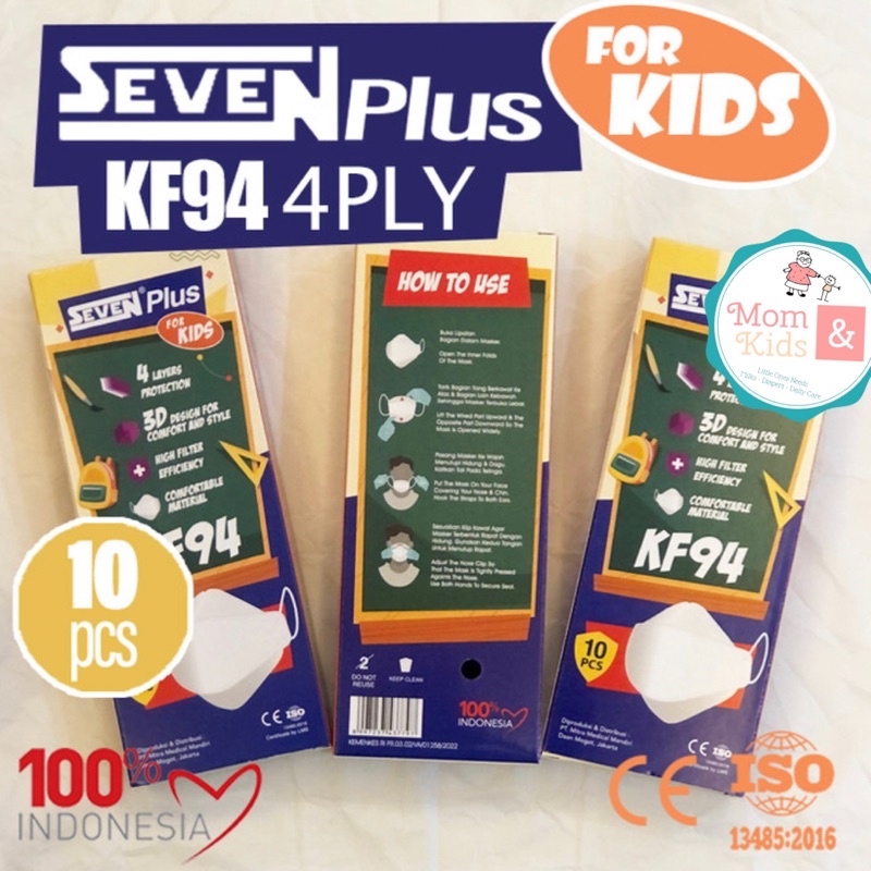 Masker Seven Plus Kids KF94 4ply | Masker Anak KF 94 isi 10 pcs