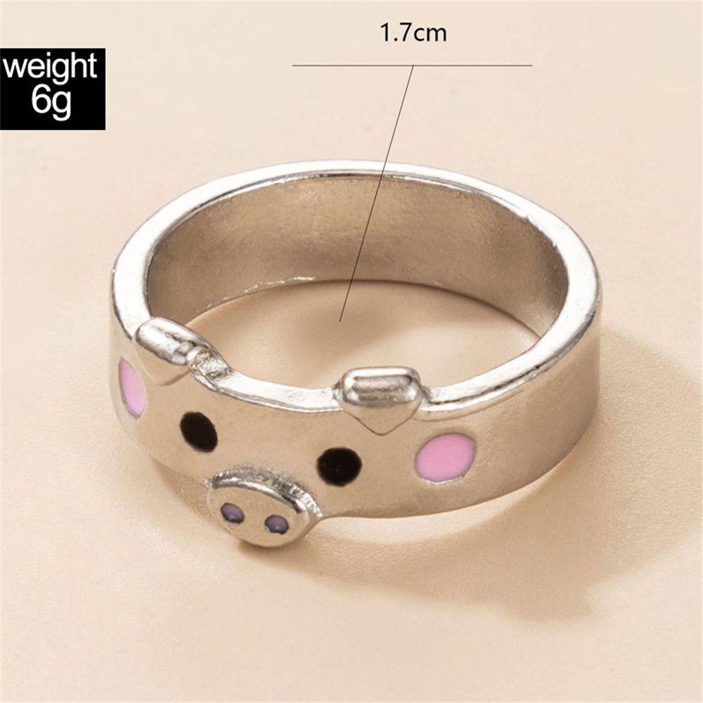 Lily Pig Cincin Wanita Pria Fashion Retro Unisex Vintage Kreatif Hewan