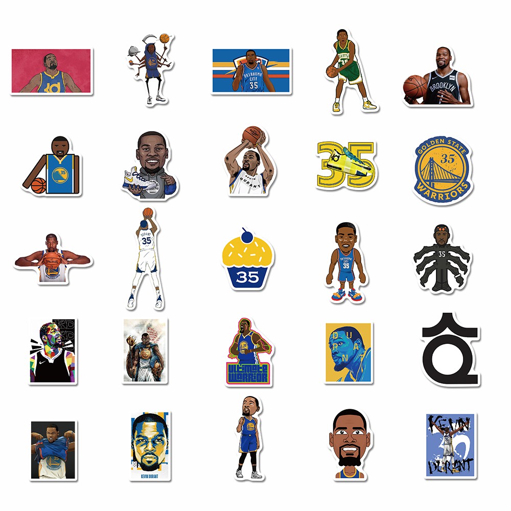 50pcs Stiker Desain Bintang Sepak Bola Kevin Durant Tahan Air Untuk Dekorasi Laptop Skateboard Gitar