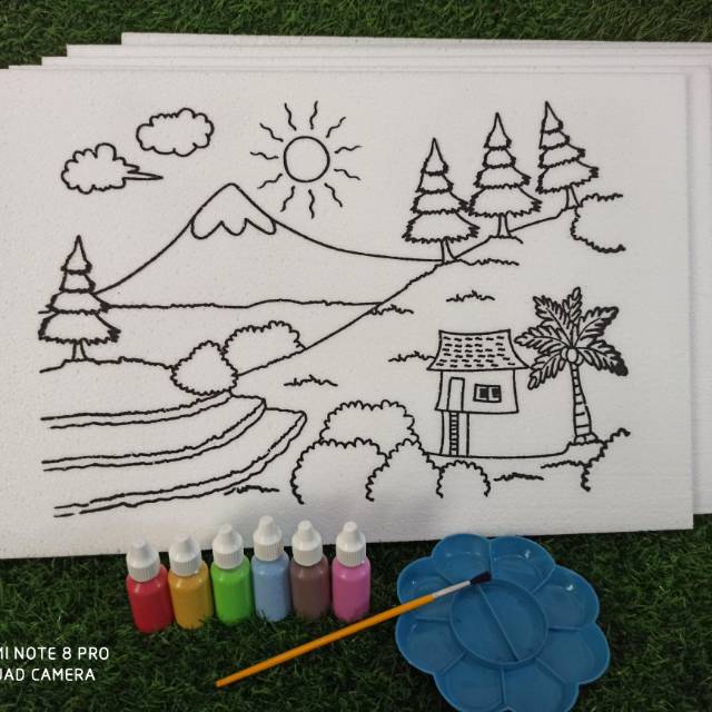 

YUH (bayar di tempat) Alat melukis dan mewarnai 1 paket 6 gambar dan alat lukis ya