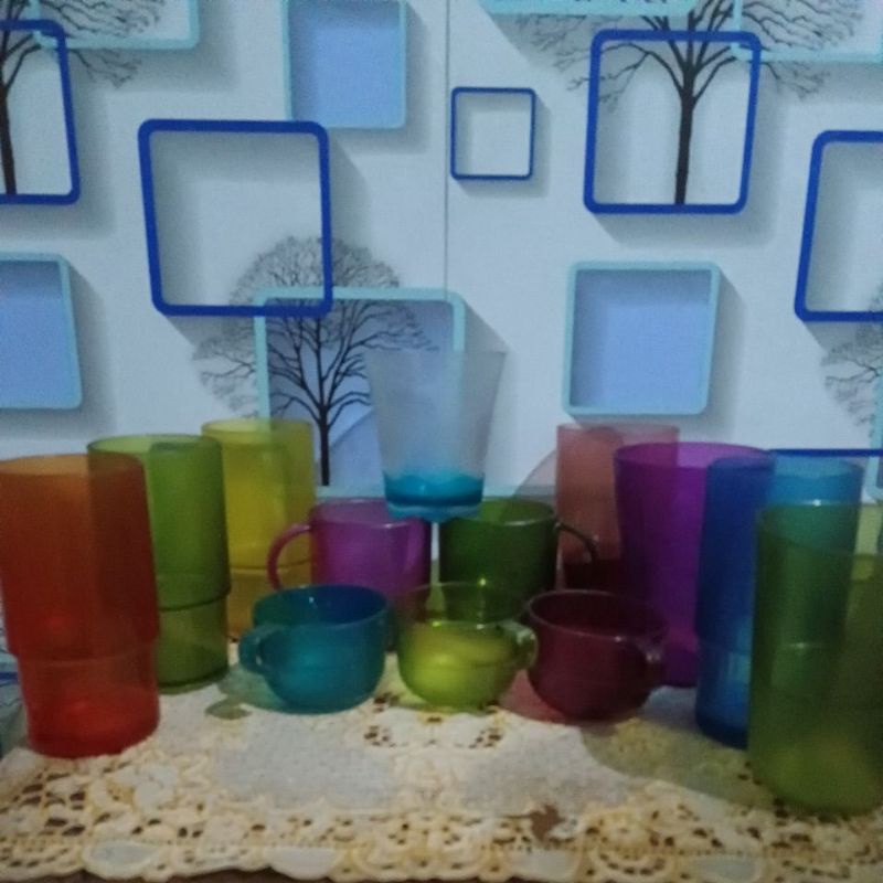 Gelas tanpa tutup Tupperware ori preloved/second
