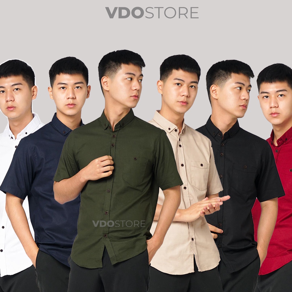 KEMEJA PRIA LENGAN PENDEK BAJU POLOS DEWASA PREMIUM KEMEJA KERJA TEBAL M L XL HITAM PUTIH NAVY ARMY CREAM KEMEJA KANTOR FORMAL SANTAI CASUAL SEMI KASUAL VIRAL MURAH KATUN KUALITAS MEN SHIRT