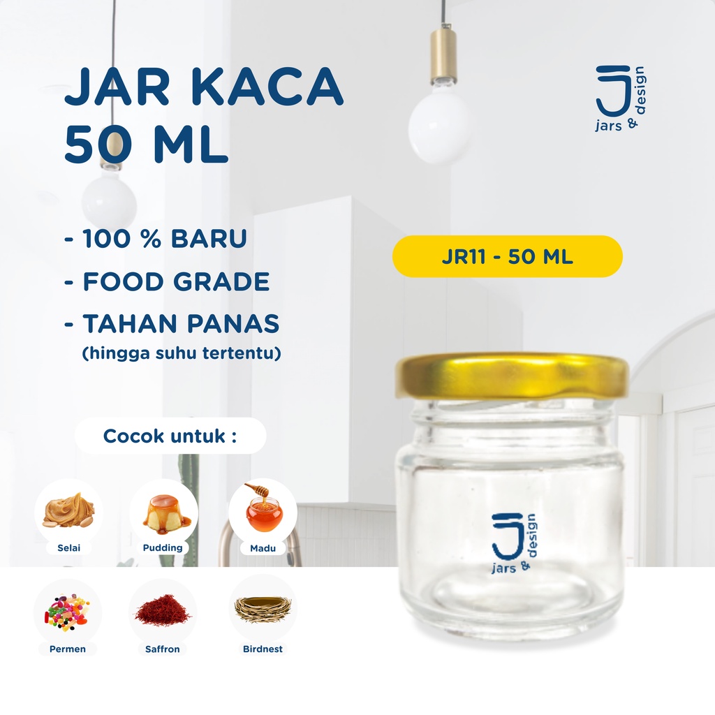 JR11 - Jar Kaca Bulat 50ml / Toples Kaca Bulat 50ml