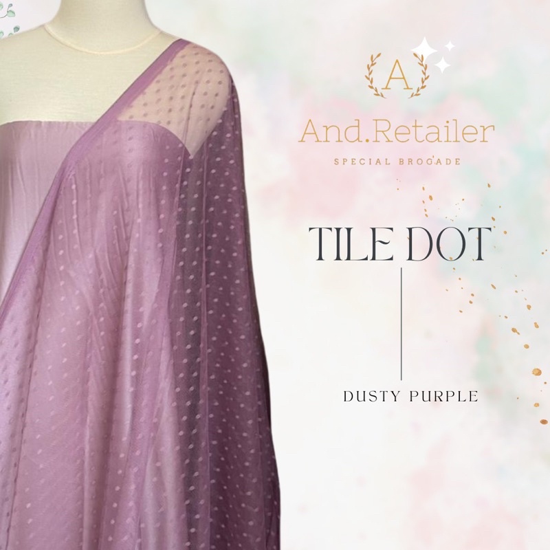 Bahan Kain Tile Dot Polkadot Warna Dusty Purple