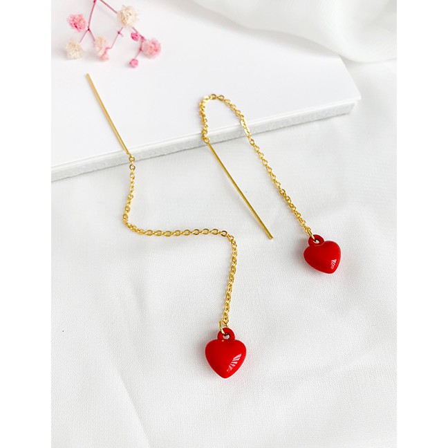 LRC Anting Tusuk Fashion Alloy Resin Love Ear Line F7547X