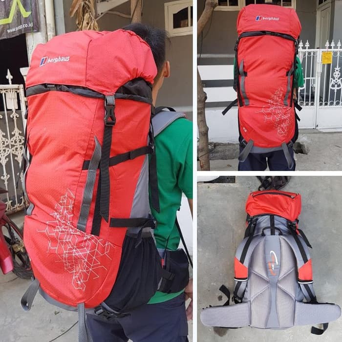 Populer Tas Carrier Pamax 53 Liter + Coverbag 60 Liter - Tas Gunung Camping - Merah Tnf