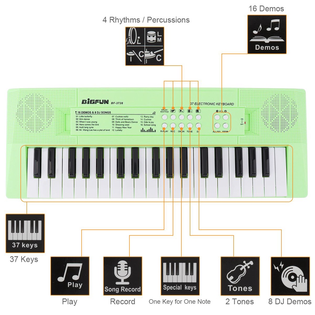 Keyboard Piano Digital Elektronik 37 Kunci 2 Warna Dengan Mikrofon Untuk Hadiah Anak