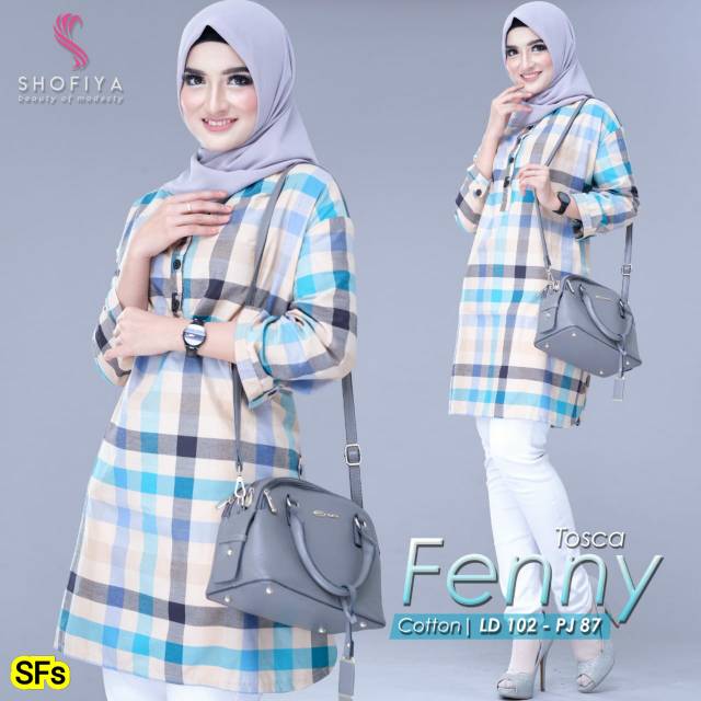 Fenny tunik motif kotak ori by Shofiya