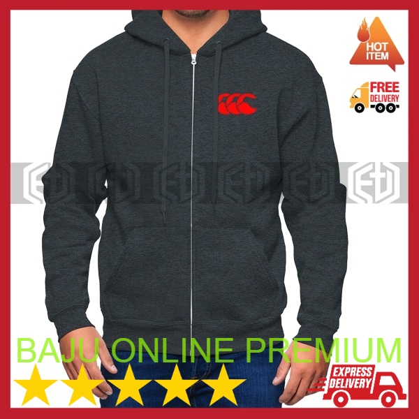 JAKET Sweatshirt Cotton Canterbury Logo Zip Hoodie Baju  Pakaian Murah Sale Fashion Sportswear Stree