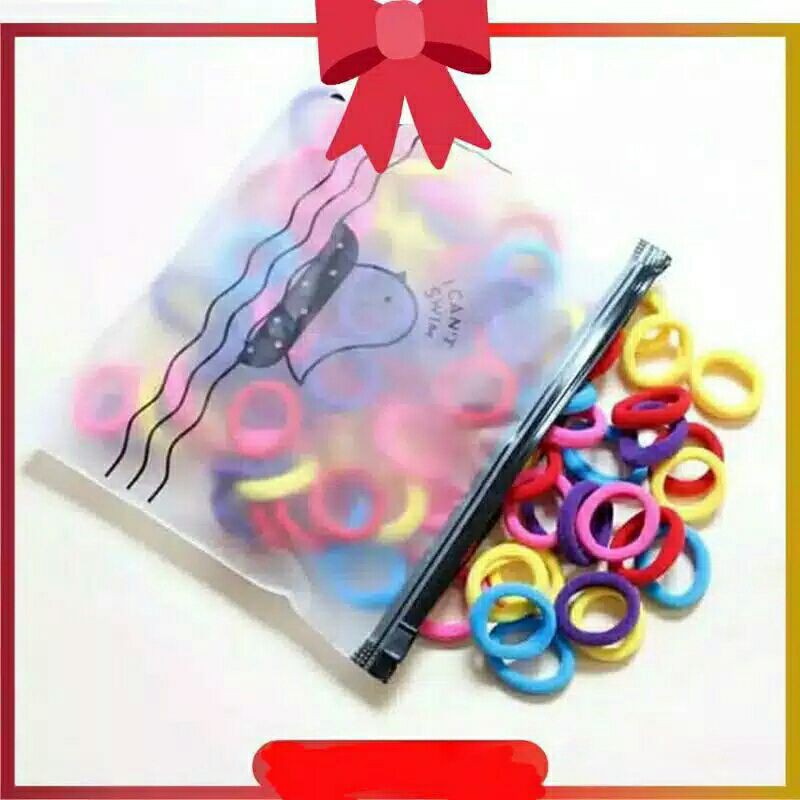 IKAT RAMBUT DONAT KECIL FREE POUCH/ 40 PCS