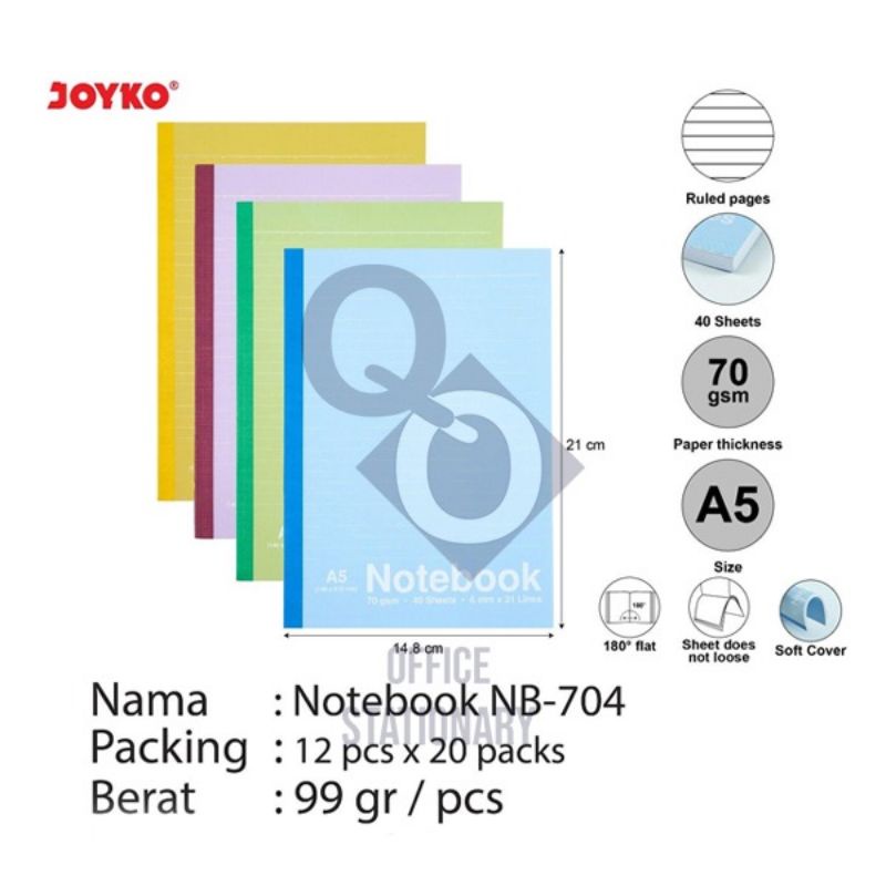 

Buku Tulis Catatan Bergaris Ruled Notebook Joyko NB-704 A5