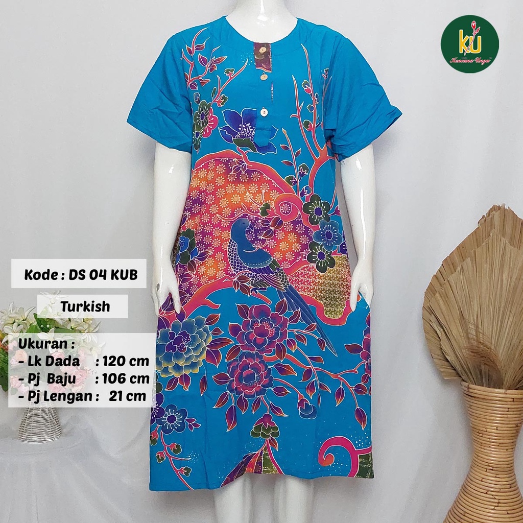 COD DS04 KUB | Daster Batik Kencana Ungu Asli Label Biru Uk. Jumbo LD 120 cm | Baju Santai Tidur Wanita Dewasa Kancing Depan Busui Friendly Motif Terbaru-Turkish I