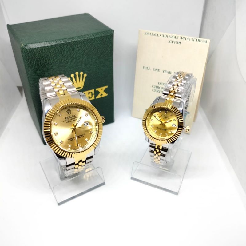 Jam Tangan Couple rolex / Pasangan Rolex Datejust Elegan Rantai Stainless