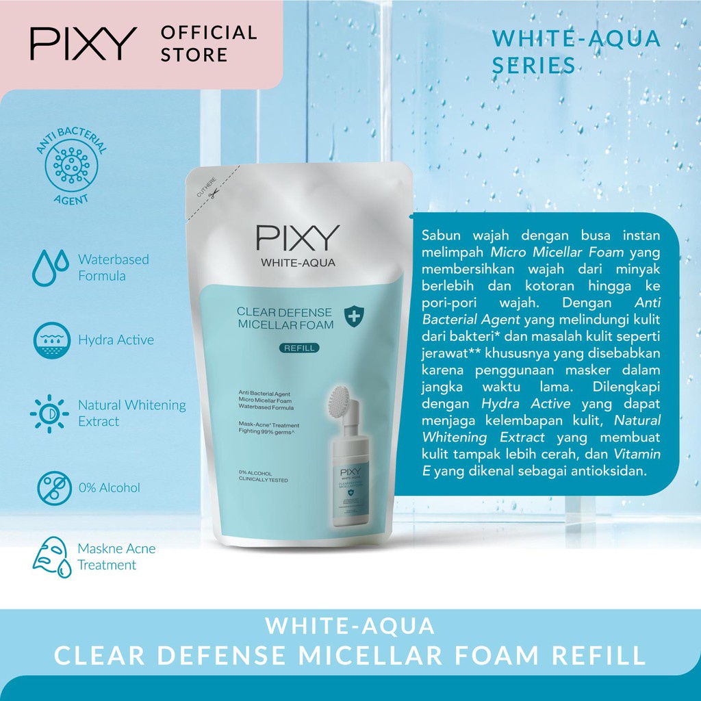 PIXY WHITE-AQUA CLEAR DEFENSE MICELLAR FOAM (REFILL) 90 ML