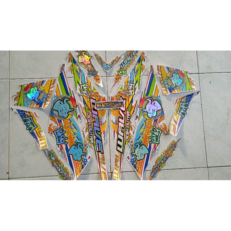 STIKER STRIPING TRANSPARAN HOLOGRAM SUPRA WAVE