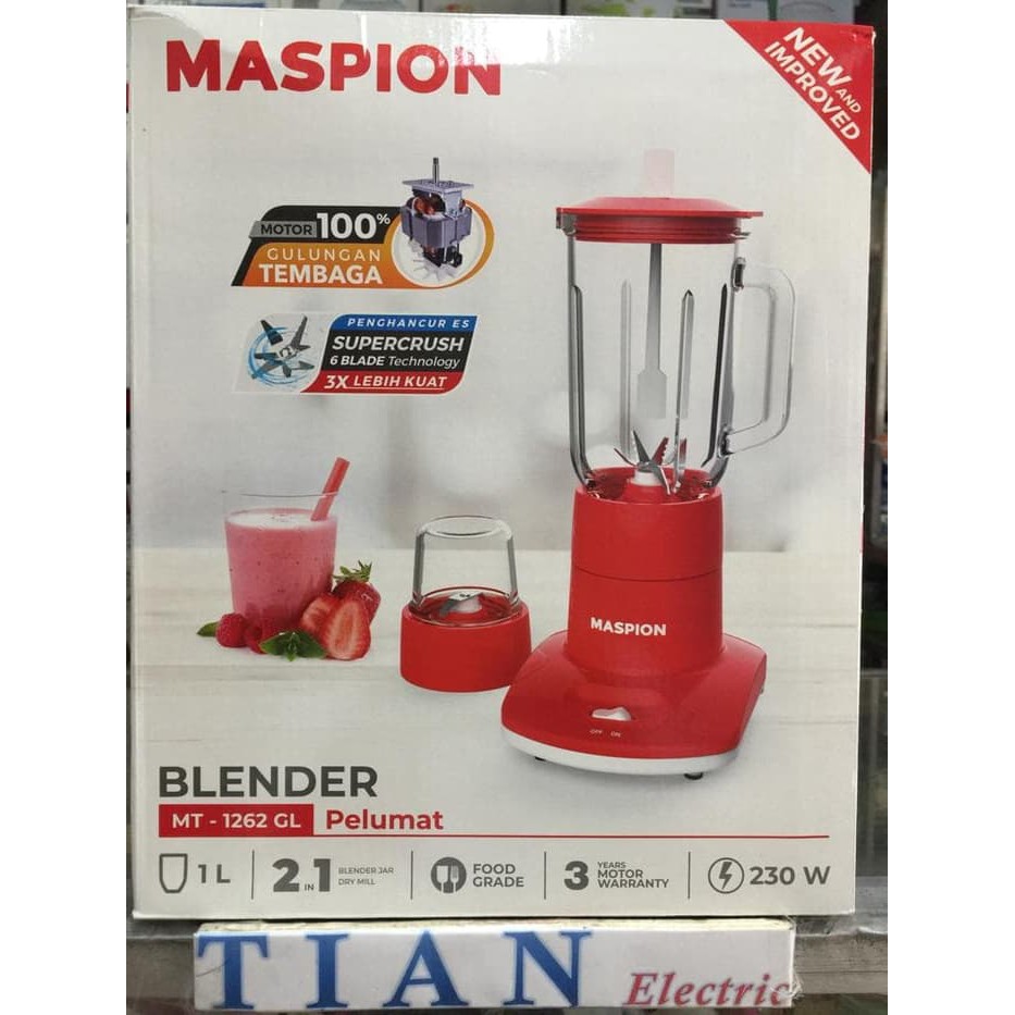 MASPION MT-1262 GL Blender Gelas 1 Liter 2in1