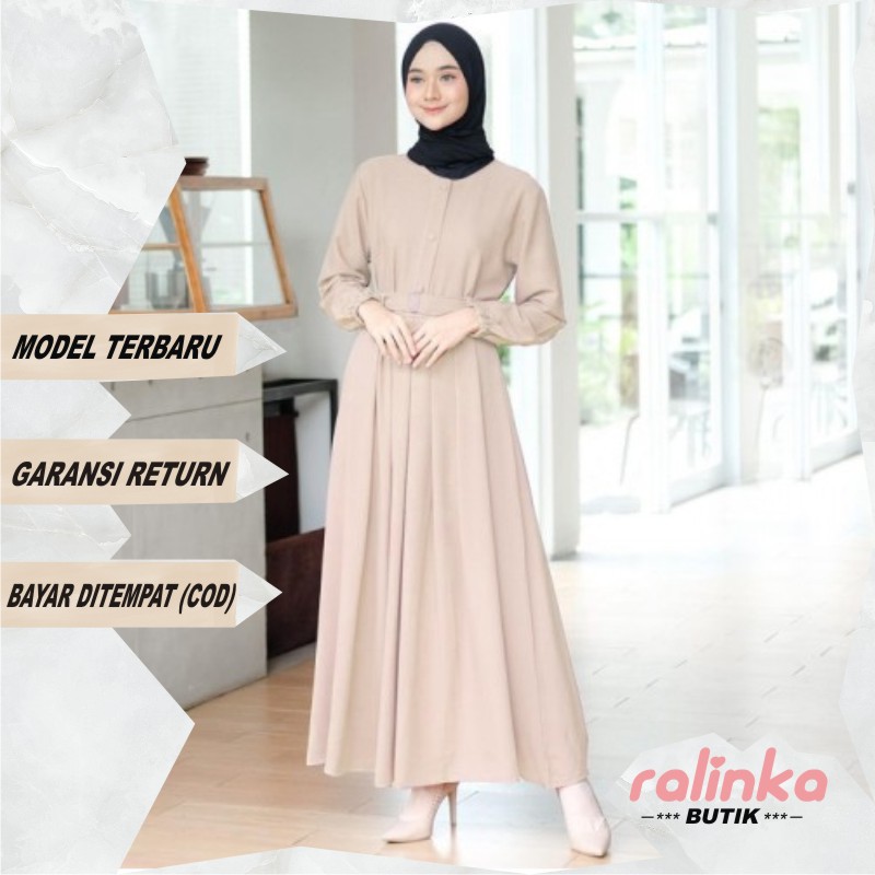 Baju Gamis Wanita Terbaru 2021 Warna Coklat Susu