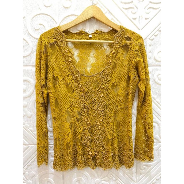 kebaya full Payet ld 110 gold Lasem kuning