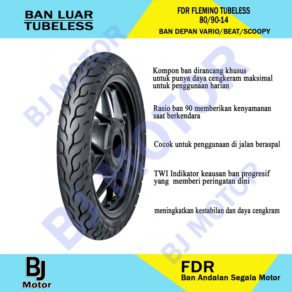 BAN DEPAN VARIO BEAT SCOOPY FDR TUBELESS TUBE LESS TUBLES 80/90-14 FDR FLEMINO