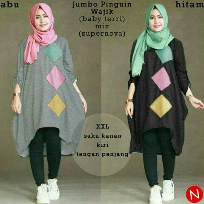 Jumbo Pinguin Tunik,Baju Super Jumbo,Atasan,Bumil,Dress Lenganpanjang4