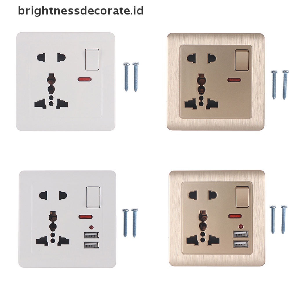 Soket Dinding Universal Dengan Lampu Led 5 Lubang Usb Power