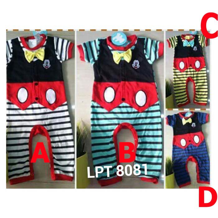 Baju Bayi Laki Laki Jumpsuit Dasi - Mickey Salur