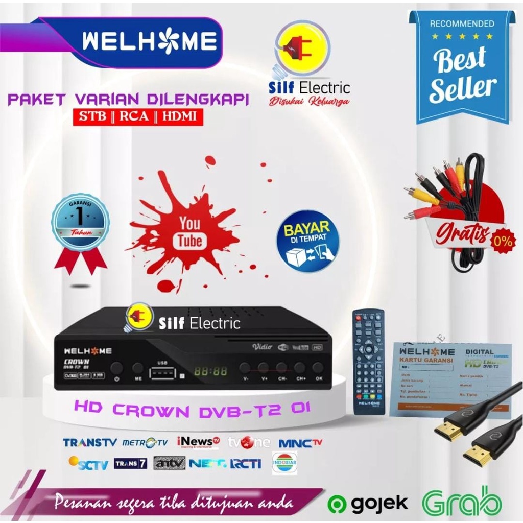 Set Top Box Tv Digital Welhome DVB T2 EWS UHF HD set topbox tv analog ke digital / set topbox tv digital untuk tv tabung / stb tv digital murah