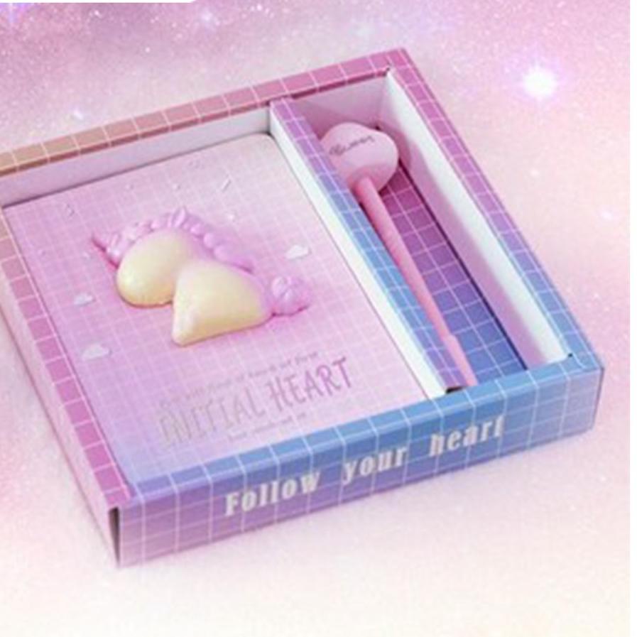 

(SQ33)-Set Note Book Unicorn Buku Diary Pony Pen Stempel Kado Unik Lucu-SALE 9.9