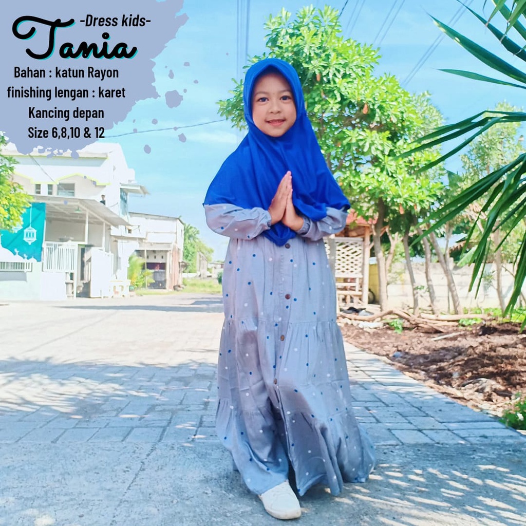 Dress Anak Tania Gamis Anak Murah Dress Polka Bahan Katun Rayon Premium Nyaman Dipakai | Bisa Cod