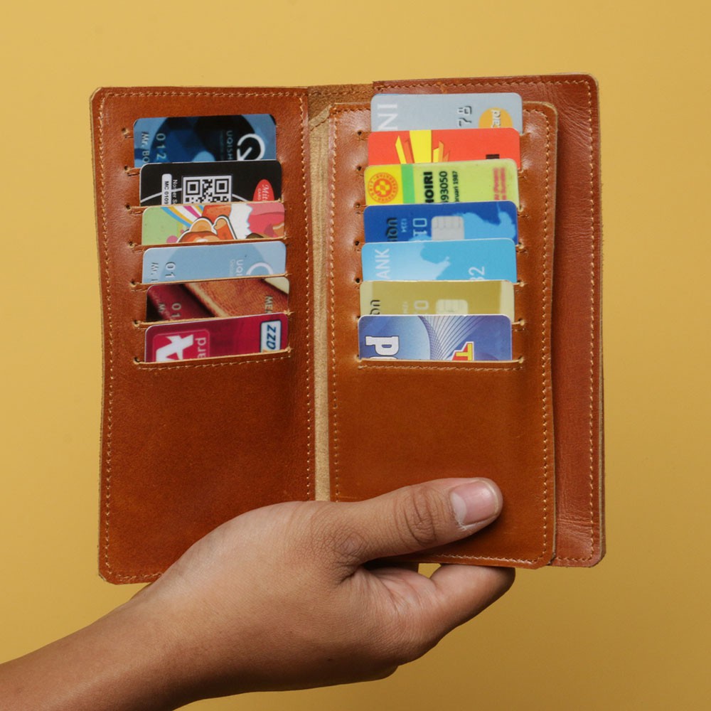 dompet panjang unisex 21 card slot bahan 100% kulit sapi kualitas ekspor Qi Leather Original F012Q