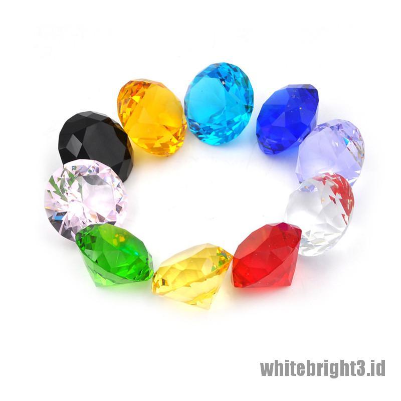 ❤White3 Warna Putih❤ Pemberat Kertas Bentuk Berlian Bahan Kaca Kristal Untuk Dekorasi Pernikahan