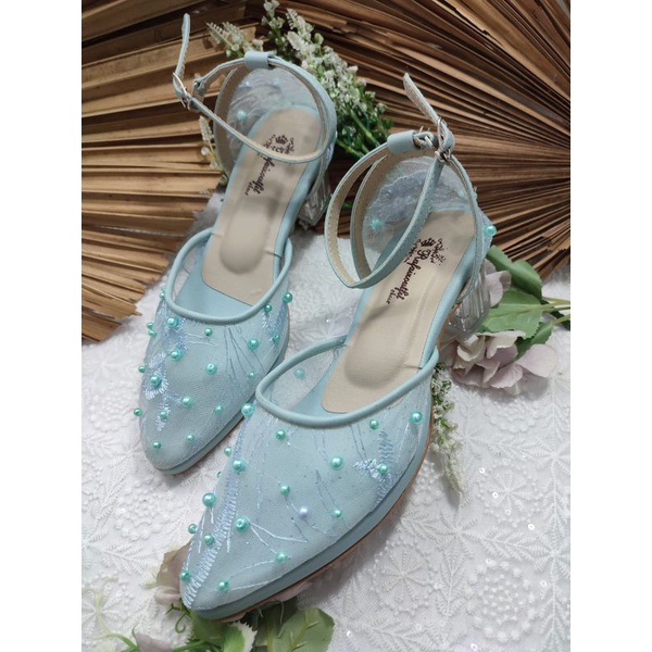 sepatu rafaizoutfit sierna tali wrna babyblue 5cm kaca