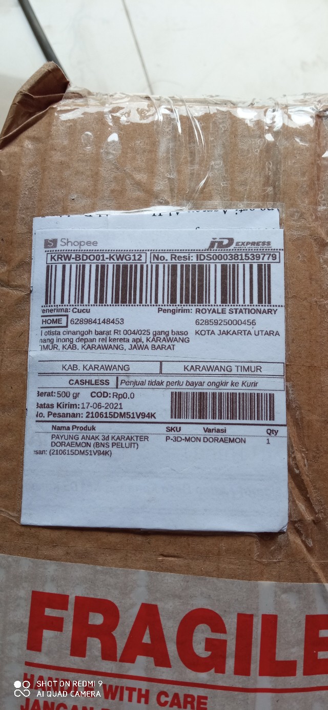 Payung Anak 3d Karakter Doraemon (bns Peluit)