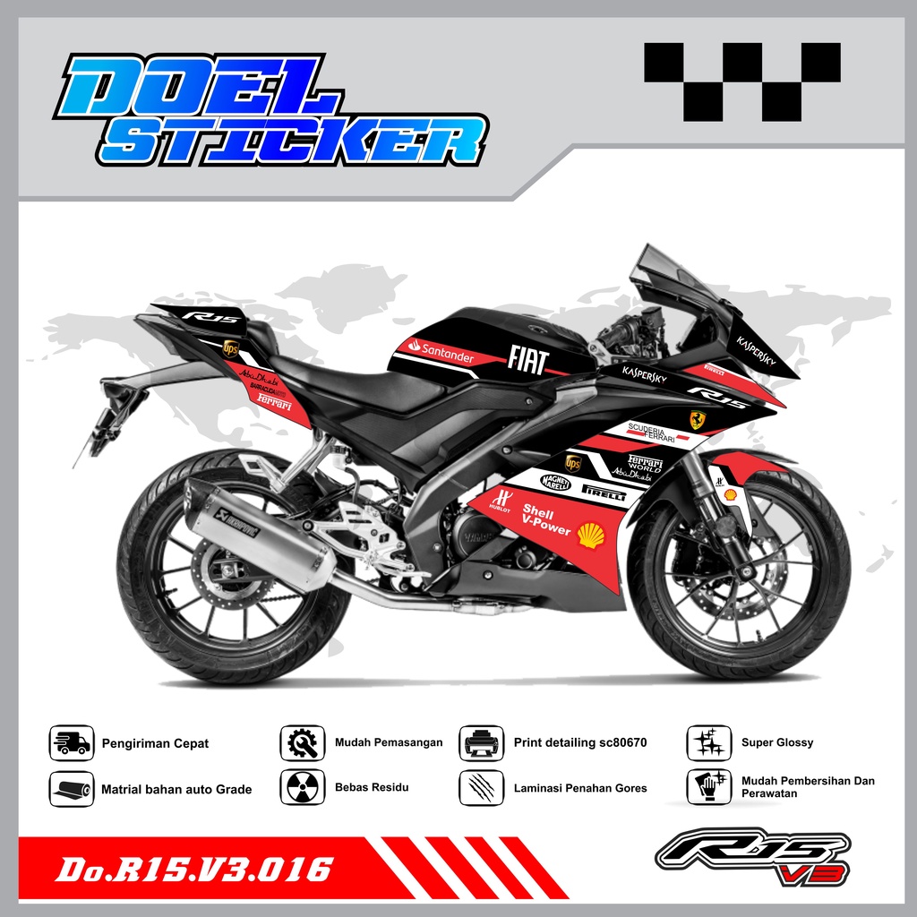 STICKER STRIPING R15 V3 - STICKER STRIPING SEMI FULL LIST VARIASI HOLOGRAM , CROME R15 V3 DOEL 016