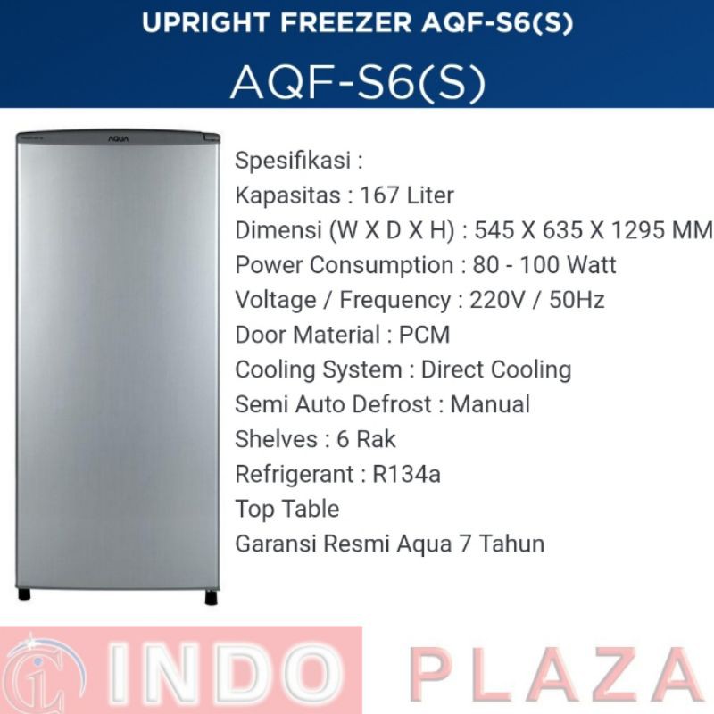 KULKAS FREEZER BERDIRI 6 RAK AQUA JAPAN AQF-S6