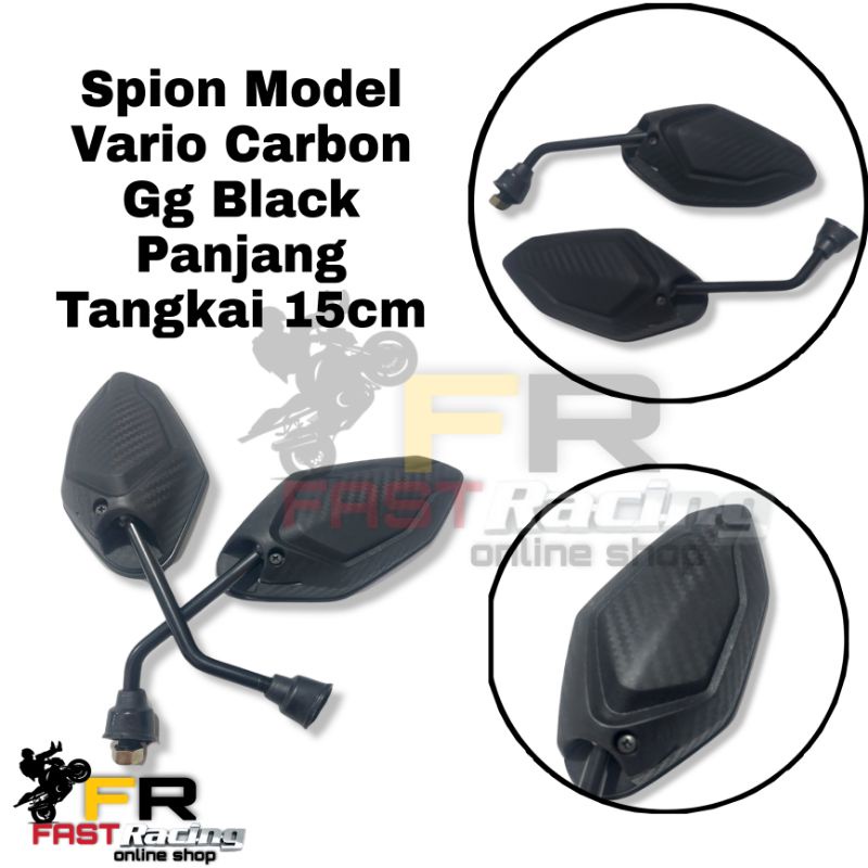 Spion Model Honda Vario 150 Carbon Dop Panjang 15cm Black