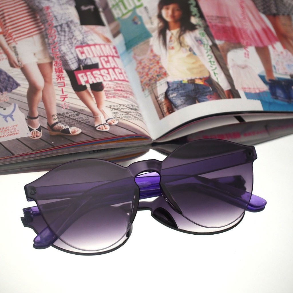 Kacamata Jelly Pria Wanita Kacamata Fashion Murah / Kaca Mata Candy Sunglasses Korea Warna Warni-17. Grad Purple