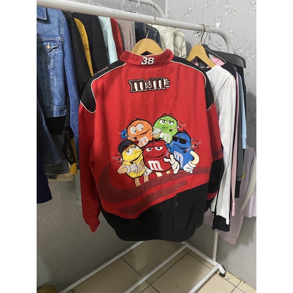 jaket nascar m&m's red jh design chase