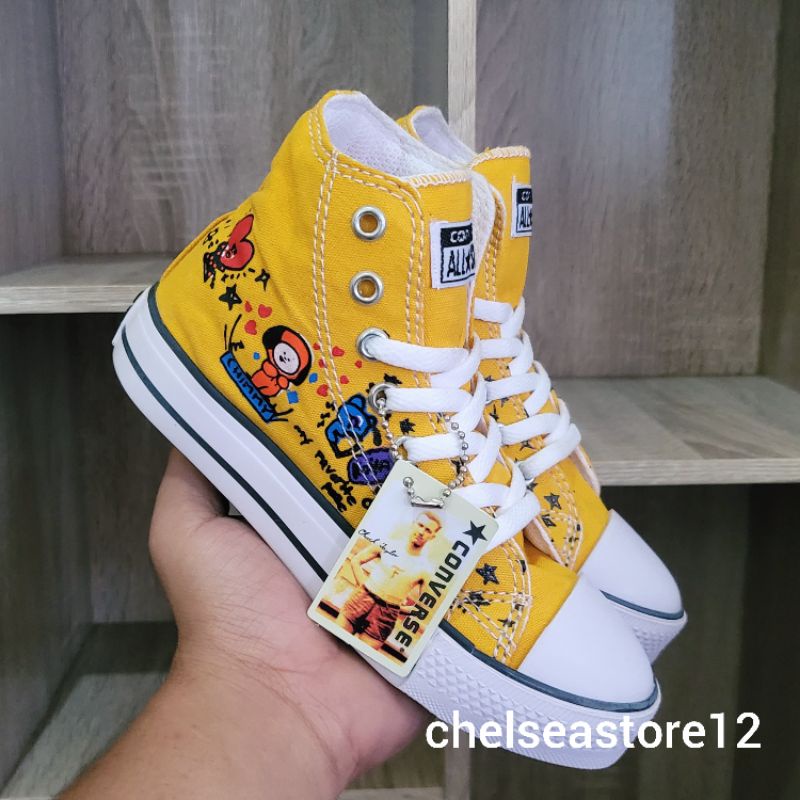 SEPATU CONVERSE ANAK BTS BT21 SEPATU ANAK PEREMPUAN &amp; SEPATU ANAK LAKI LAKI MOTIF KOREA KARAKTER