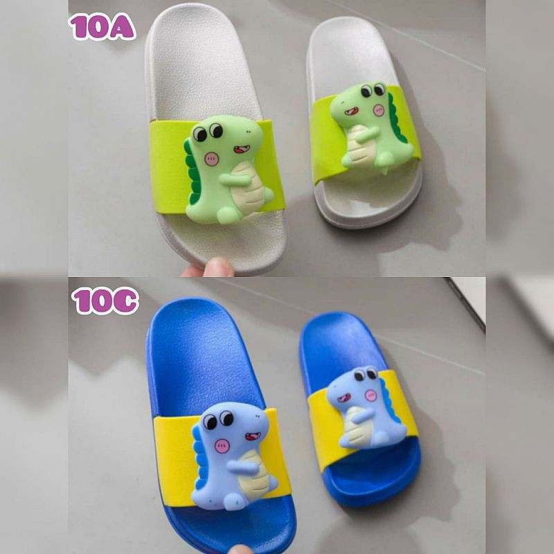 Sandal Slop Anak Laki-Laki Impor Motif Dinosaurus Slipper Anak Sandal Karet Lucu