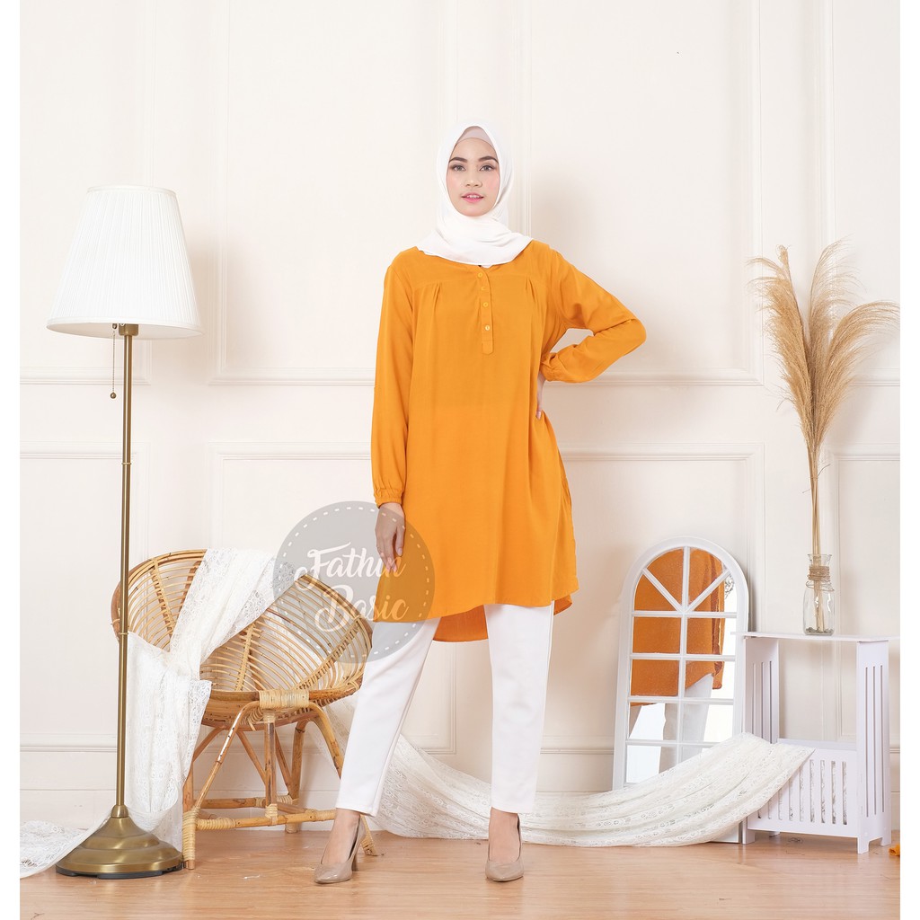  Tunik  polos  Fathin basic Mustard Shopee Indonesia